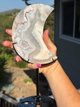 Load image into Gallery viewer, Flower Agate Moon w Stand