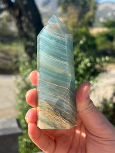Lemurian Aquantine Calcite Tower