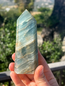 Lemurian Aquantine Calcite Tower