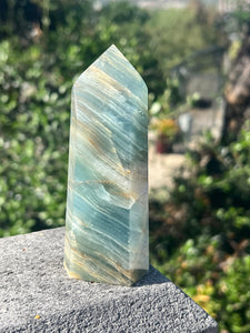 Lemurian Aquantine Calcite Tower
