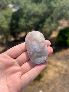 Pink Amethyst Flower Agate Palm Stone