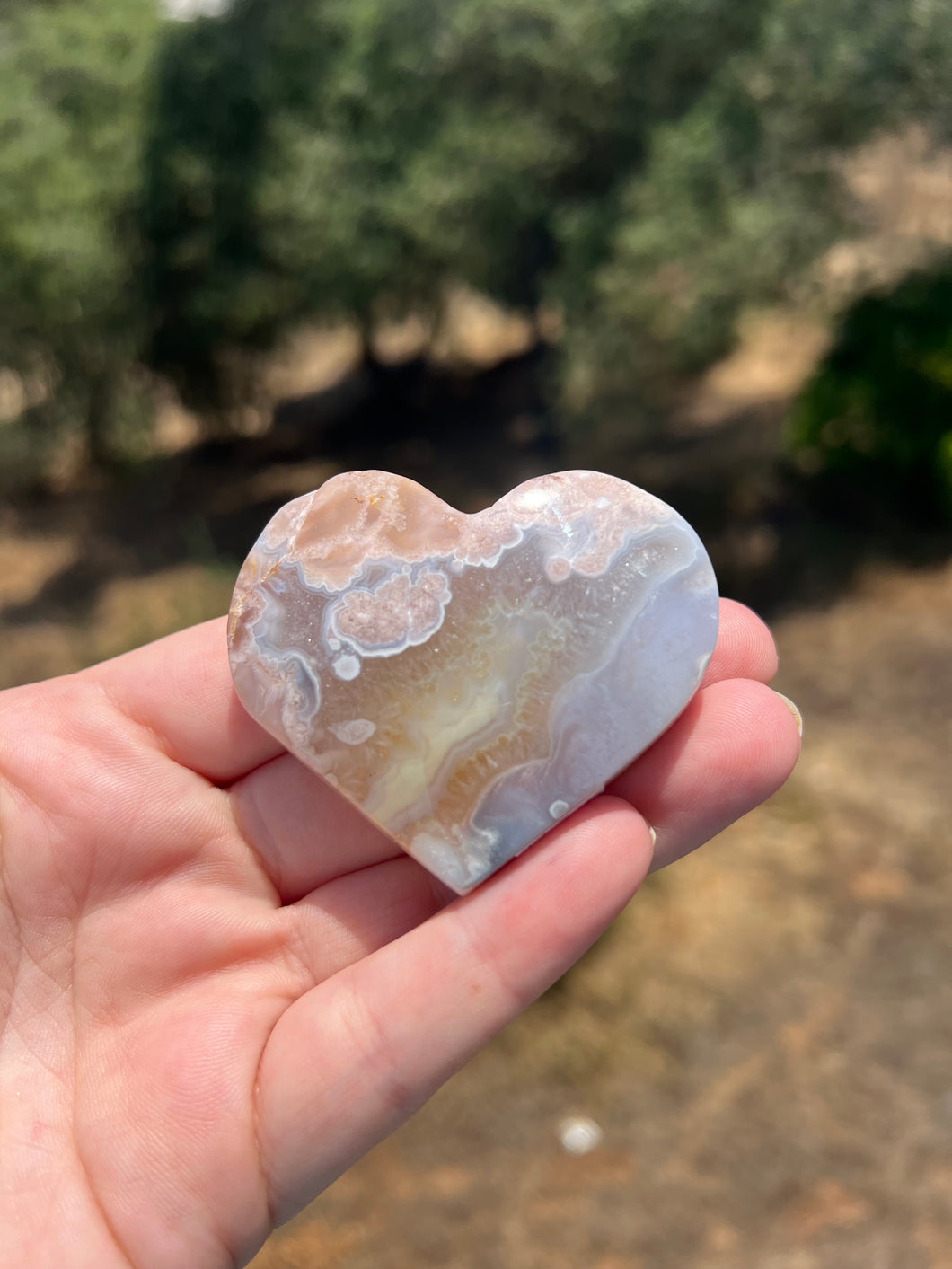 Pink Amethyst Flower Agate Heart