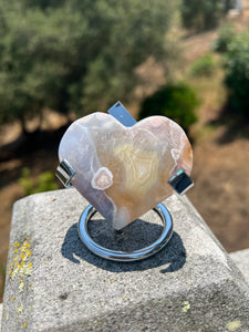 Pink Amethyst Flower Agate Heart