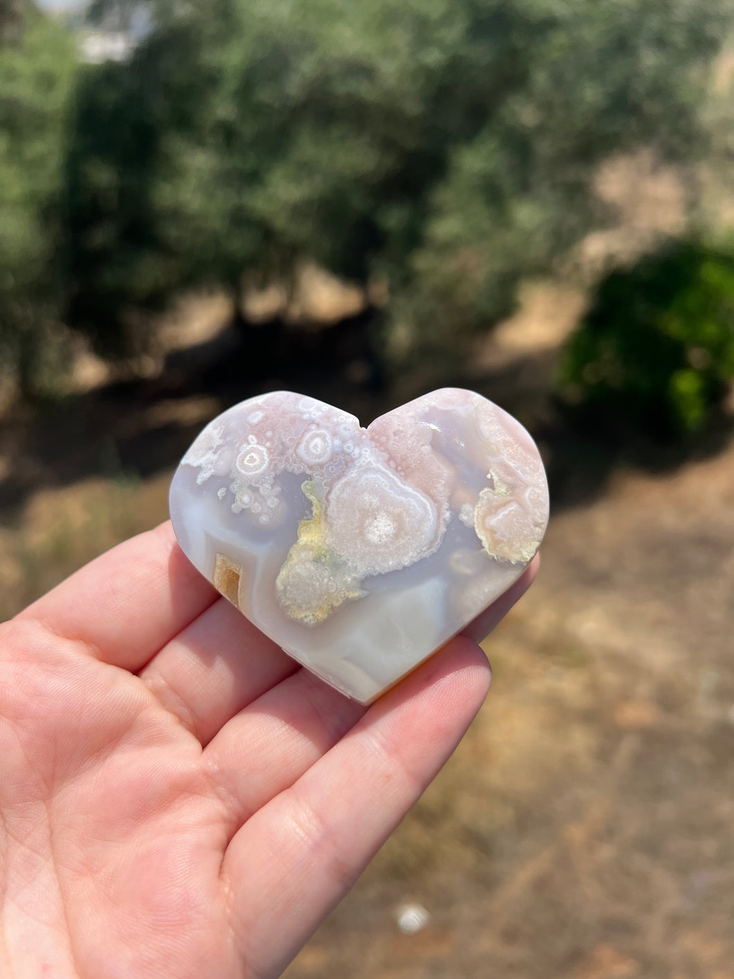 Pink Amethyst Flower Agate Heart