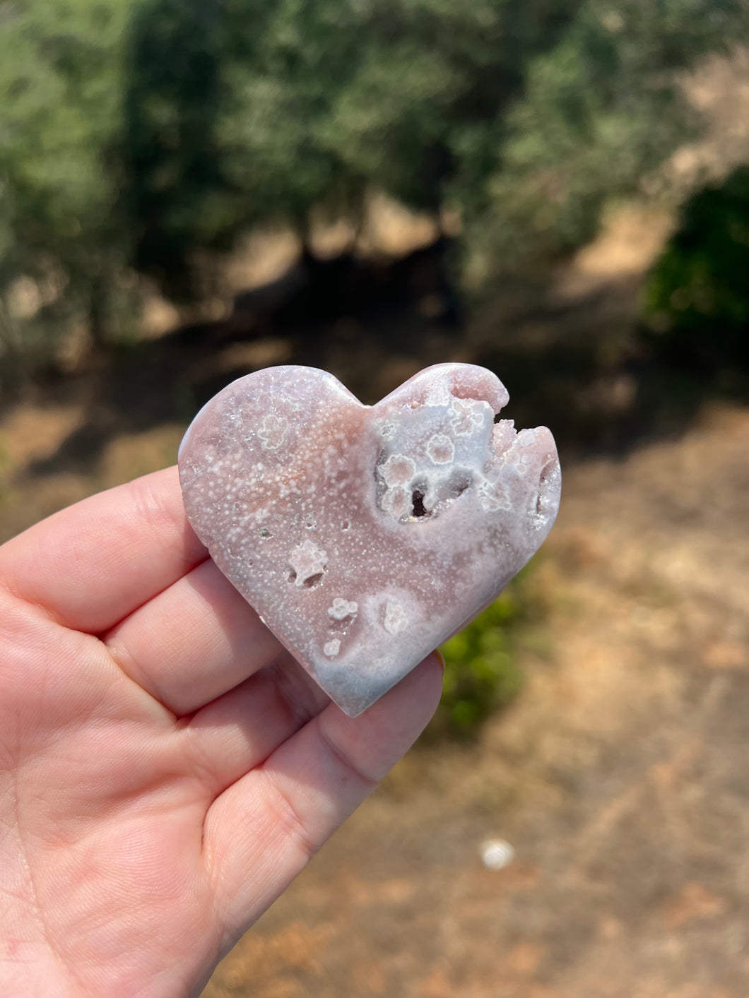 Pink Amethyst Flower Agate Heart