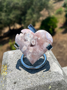 Pink Amethyst Flower Agate Heart