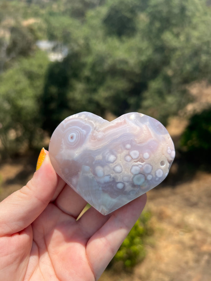 Pink Amethyst Flower Agate Heart**