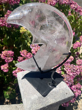 Load image into Gallery viewer, Quartz Carved Face Moon with Rainbows