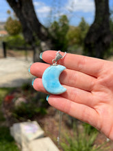 Load image into Gallery viewer, Larimar Moon Sterling Silver Pendant