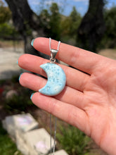 Load image into Gallery viewer, Larimar Moon Sterling Silver Pendant