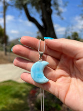 Load image into Gallery viewer, Larimar Moon Sterling Silver Pendant