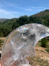 Load image into Gallery viewer, Quartz Carved Face Moon with Rainbows