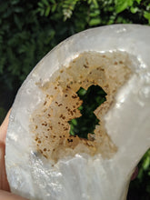 Load image into Gallery viewer, Quartz and Chlorite Druzy Pocket Hole Moon*