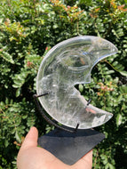 Quartz Carved Moon Face with Stand*