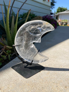 Quartz Carved Moon Face with Stand*