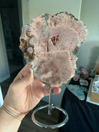 Pink Amethyst slab on stand**