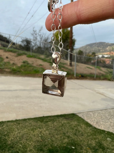 Light Faceted Smokey Quartz Sterling Silver Pendant