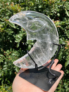 Quartz Carved Moon Face with Stand*