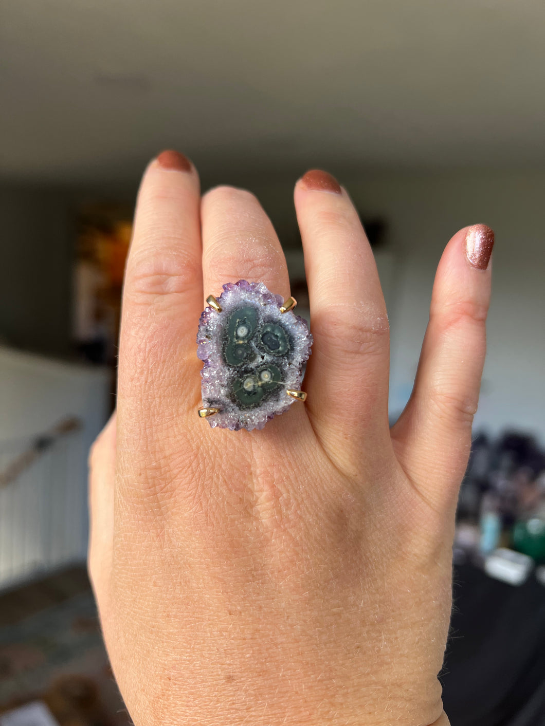 Amethyst Stalactite Adjustable Ring Size 8.5