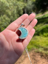 Load image into Gallery viewer, Larimar Moon Pendant
